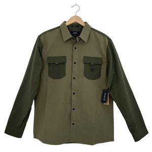 Roark Diablo Shelter Wind Shirt Mens Size Medium Military Green Snap Up Stretch